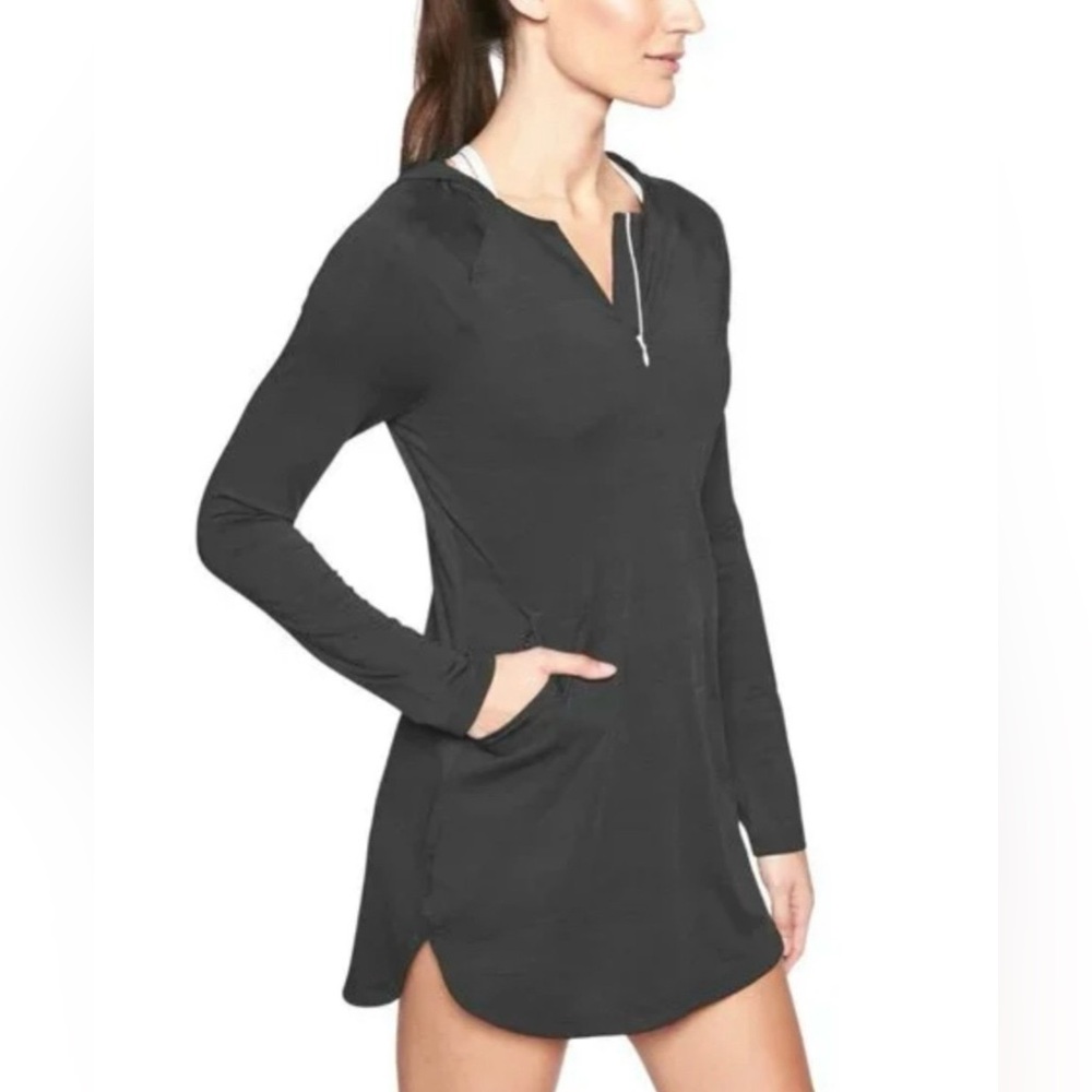 Athleta Pacifica Pleated Dress NWT Black Swim Coverup Size XXS